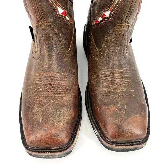 Wolverine Men's Brown Leather Rancher Claw Western Boots US Flag (Size 8M)