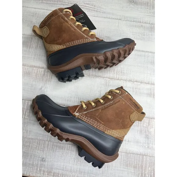 WOLVERINE Women&amp;#39;s Torrent Waterproof Brown &amp;amp; Black EPX Winter Duck Boots