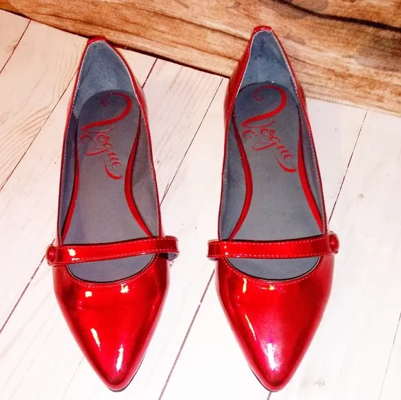 Woman's Red Merry Leather Mary Jane Flats