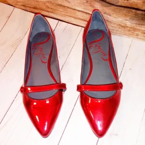 Woman's Red Merry Leather Mary Jane Flats