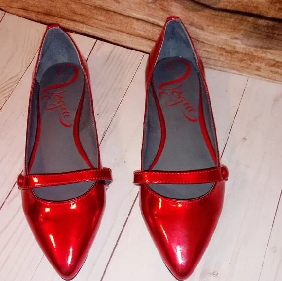 Woman's Red Merry Leather Mary Jane Flats