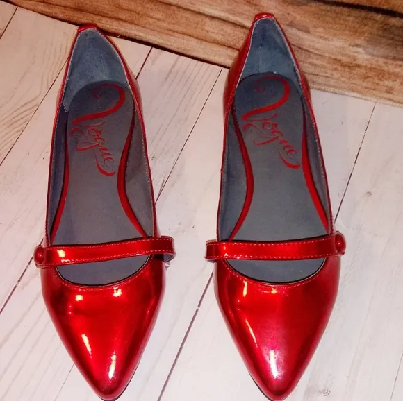 Woman's Red Merry Leather Mary Jane Flats