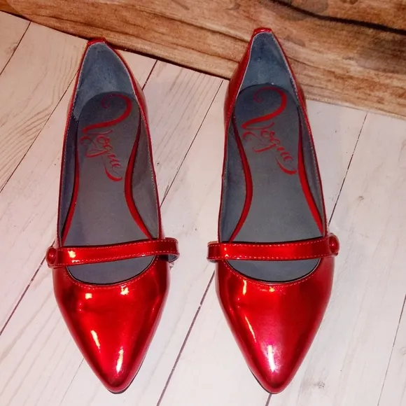 Woman's Red Merry Leather Mary Jane Flats