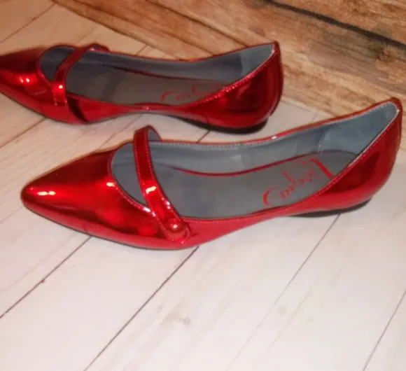 Woman's Red Merry Leather Mary Jane Flats