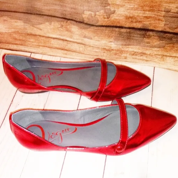 Woman's Red Merry Leather Mary Jane Flats