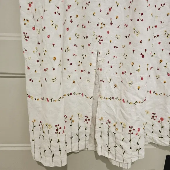 Woman's vintage linen skirt drawstring with pockets sz 3x