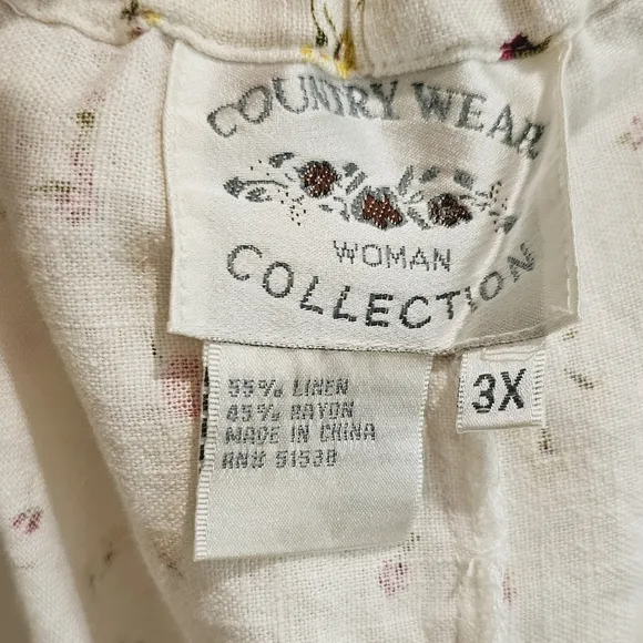 Woman's vintage linen skirt drawstring with pockets sz 3x