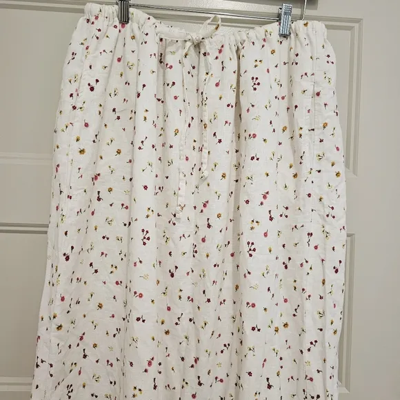 Woman's vintage linen skirt drawstring with pockets sz 3x