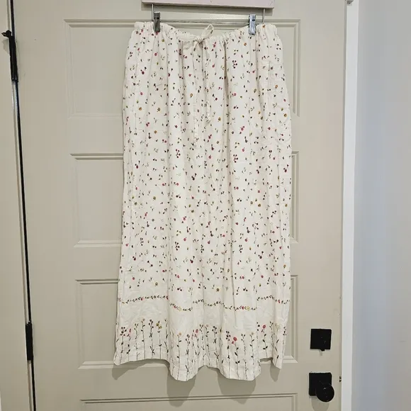Woman's vintage linen skirt drawstring with pockets sz 3x