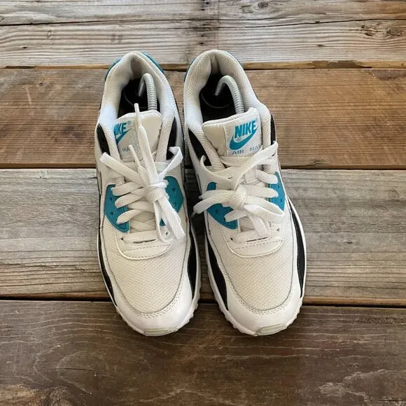 Women Size 7.5 / Size 6 Youth Nike Air Max 90 Mesh Blue Lagoon Running Sneakers