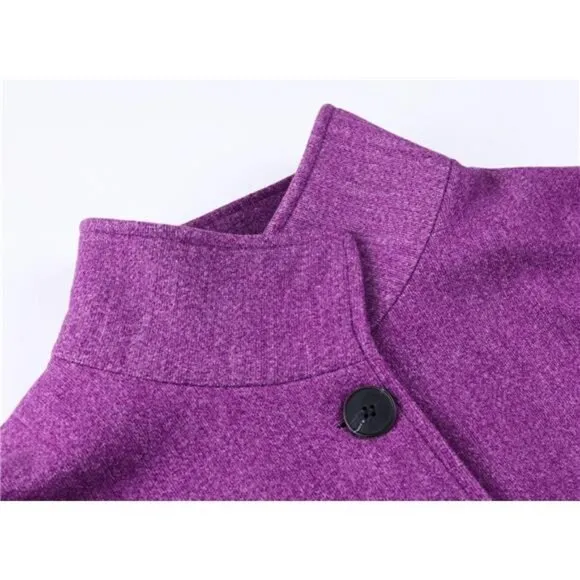 Women's Casual Thicken Wool Blend Stand Collar Single Breasted Pea Coat