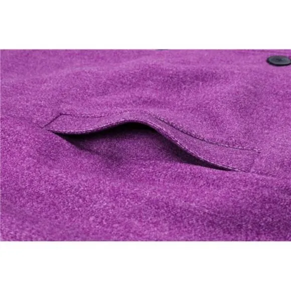 Women's Casual Thicken Wool Blend Stand Collar Single Breasted Pea Coat