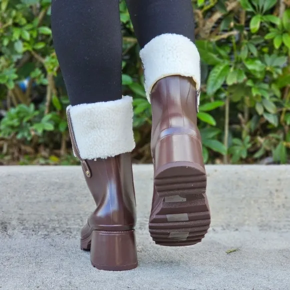 Women's Chunky Block Heel Ankle‎ Boots Brown Color