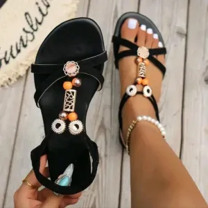 Women's  Flat Sandals For Summer, Lightweight &amp; Non-Slip Beach Shoes, Handmade