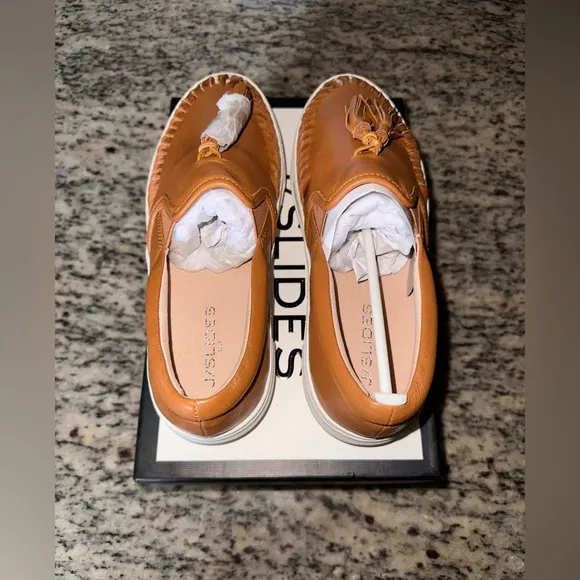Women’s J Slides Aztec Tan Leather Slip-On Sneakers - 8.5M