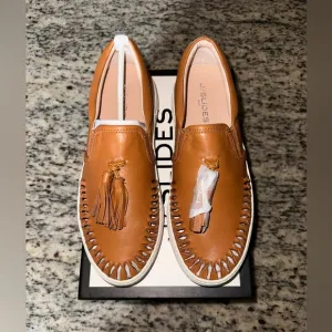 Women’s J Slides Aztec Tan Leather Slip-On Sneakers - 8.5M