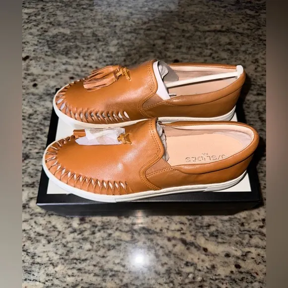 Women’s J Slides Aztec Tan Leather Slip-On Sneakers - 8.5M