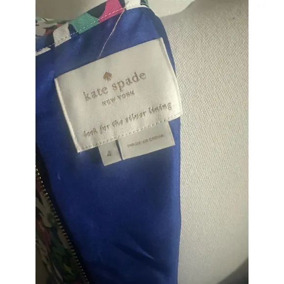 Women's Kate Spade Floral Print Dress Size 4 Blue Multi-color