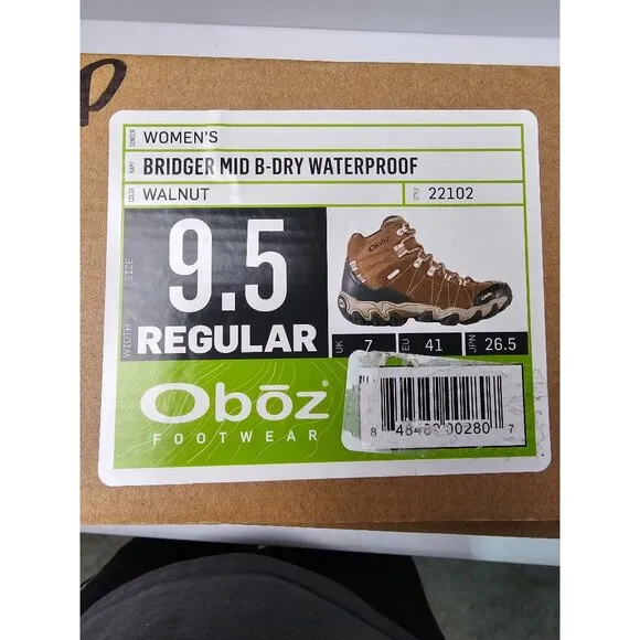 Womens Oboz Bridger Mid B-Dry Waterproof Hiking Boots 9.5 Regular Walnut 22102