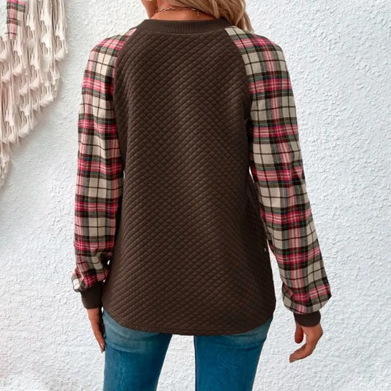 Women's Plaid Patchwork Sweatshirts