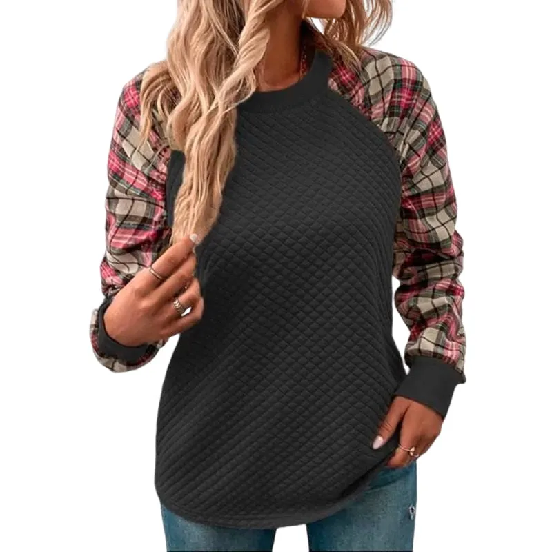 Women's Plaid Patchwork Sweatshirts