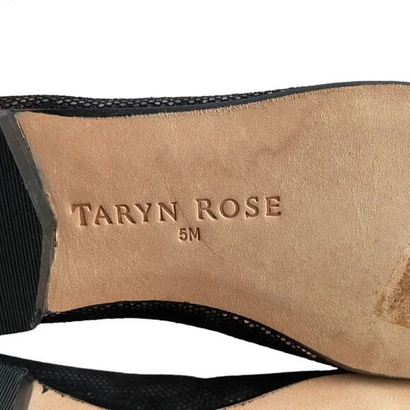 Women's Size 5M Taryn Rose Black/Silver Metallic Bow Slip On Ballet Flats
