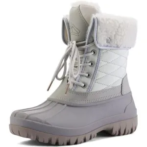 Women's Waterproof Snow Boots Insulated Warm Lace-Up Winter Mid Calf Duck Boots