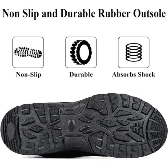 Women's Waterproof Winter Snow Boots with Side Zipper, Black