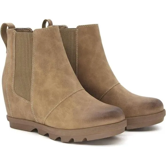 Women's Wedge Boots Comfortable Ankle Wedge Booties, Khaki