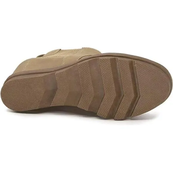 Women's Wedge Boots Comfortable Ankle Wedge Booties, Khaki