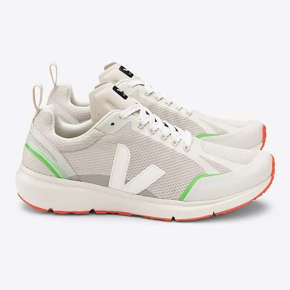Worn once Veja Candor 2 Alveomesh Natural Cream lime green orange sneakers 7.5