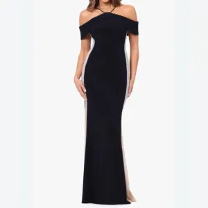 Xscape Evenings Faraj Side Beaded Cold Shoulder GownNWT