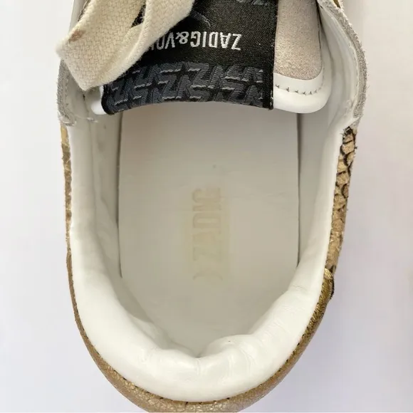 ZADIG &amp; VOLTAIRE BLACK BROWN WHITE GRAY SNAKE PRINT LEATHER LOW TOP SNEAKER shoe