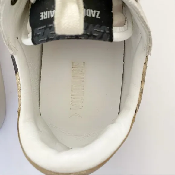 ZADIG &amp; VOLTAIRE BLACK BROWN WHITE GRAY SNAKE PRINT LEATHER LOW TOP SNEAKER shoe