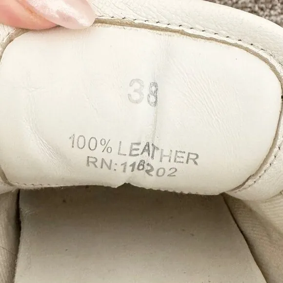 Zadig &amp; Voltaire Leather Distressed Star Applique Lace Up Sneakers White 38 / 7