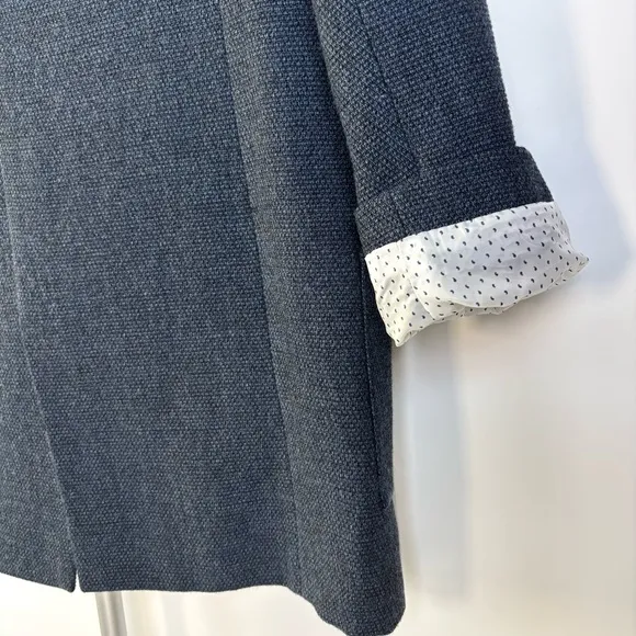 Zara 80’s Style Open Front Pocket Notch Lapel Boucle Tweed Roll Sleeve Blazer M