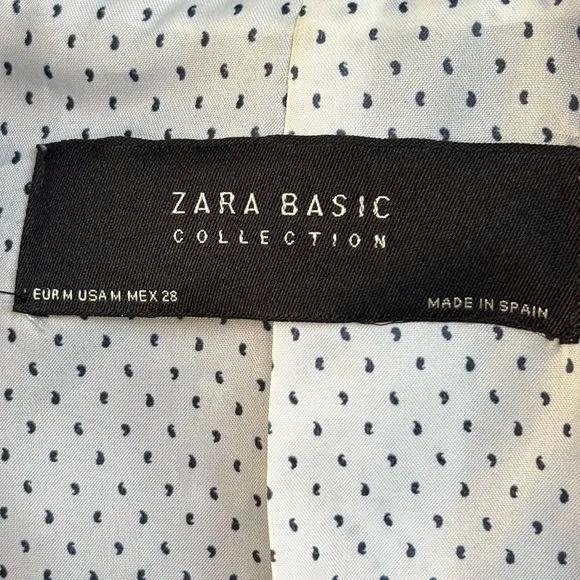 Zara 80’s Style Open Front Pocket Notch Lapel Boucle Tweed Roll Sleeve Blazer M