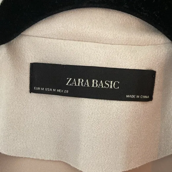 Zara Basic Faux Suede Trench Coat, Neutral Creme, EUC, size M