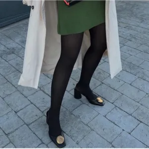 Zara Black Leather Embellished Slingbacks