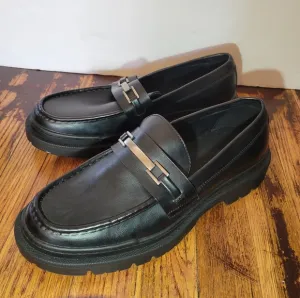 ZARA black women’s over the top‎ buckled loafers - Size: EU42 US11