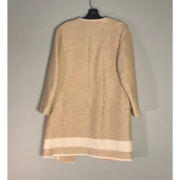 Zara Spring Ecru Mid-length Coat Jacket Linen ~ Minimalist &amp; Marvelous ~ Sz M
