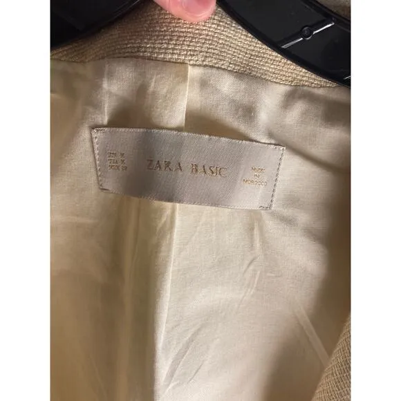Zara Spring Ecru Mid-length Coat Jacket Linen ~ Minimalist &amp; Marvelous ~ Sz M