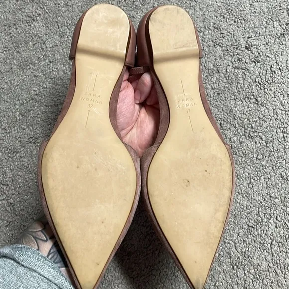 Zara Women’s Pink Mauve D’orsay Pointed Cut Out Flats Size EU 37 US 6.5