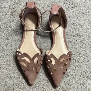 Zara Women’s Pink Mauve D’orsay Pointed Cut Out Flats Size EU 37 US 6.5