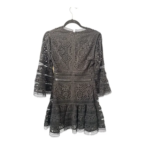 Zimmermann Black Eyelet V-Neck Mini Dress, 1