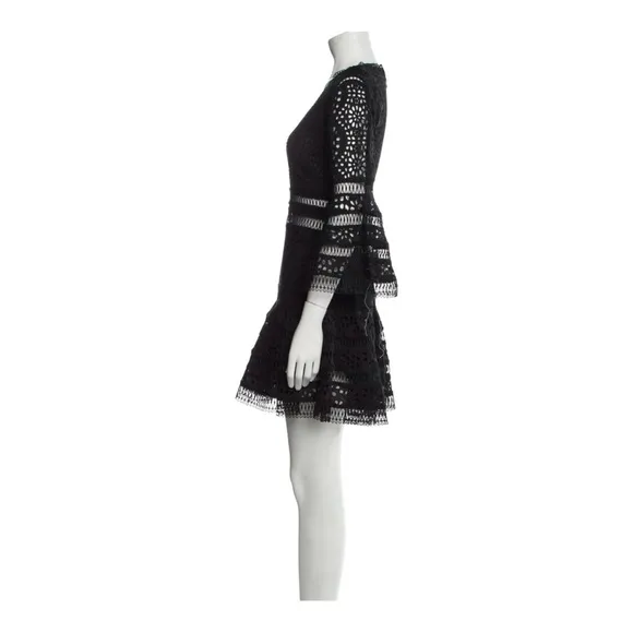 Zimmermann Black Eyelet V-Neck Mini Dress, 1
